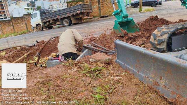 Abertura de valas para infraestrutura de cabeamento
